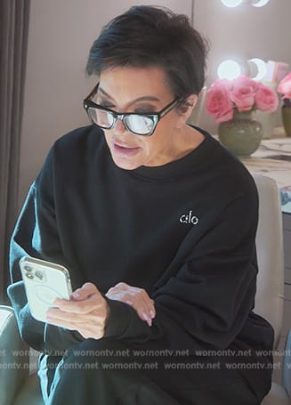 Kris’s black alo sweatshirt on The Kardashians