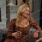Kristen’s leopard print ruched dress on Days of our Lives