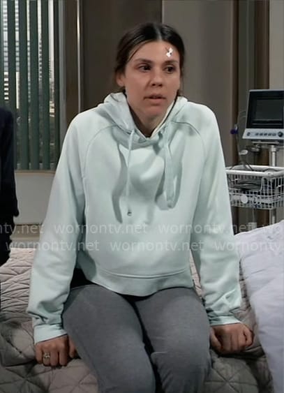 Kristina’s mint green hoodie on General Hospital