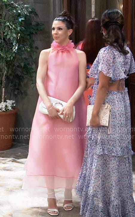 Kristina’s pink ruffle neck dress on General Hospital