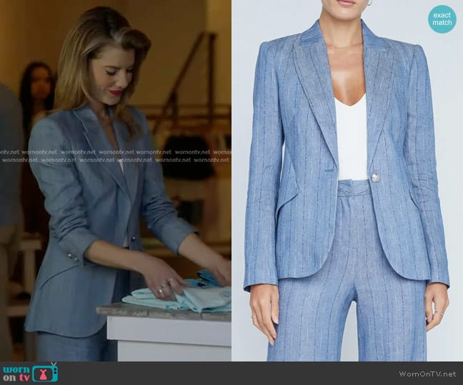 L'Agence Chamberlain Stripe Cotton Blend Blazer