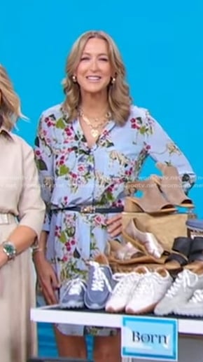 Lara’s blue floral and cheetah print dress on Good Morning America