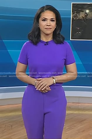 Laura’s purple short sleeve sweater and pants on Today