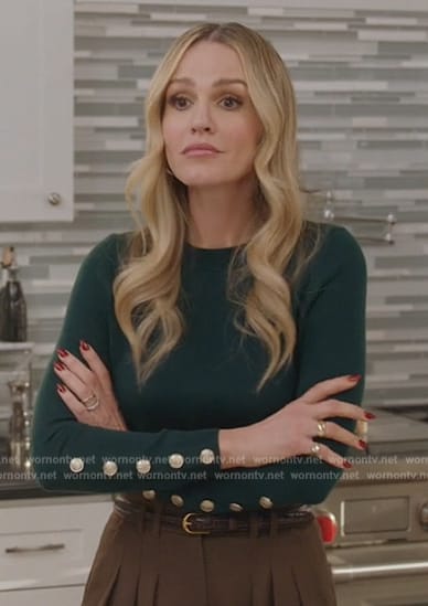Laura’s green button cuff sweater on All American