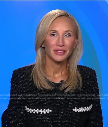 Lauren Book’s black pearl embellished tweed jacket on Good Morning America