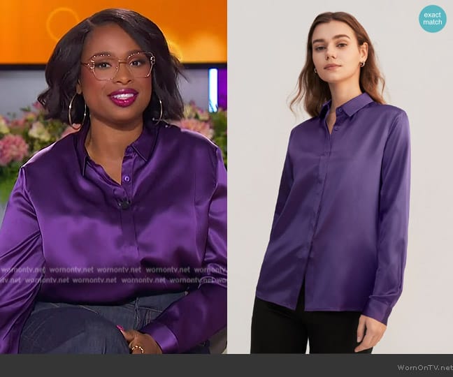 Lily Silk Basic Concealed Placket women Silk Shirt worn by Jennifer Hudson on The Jennifer Hudson Show