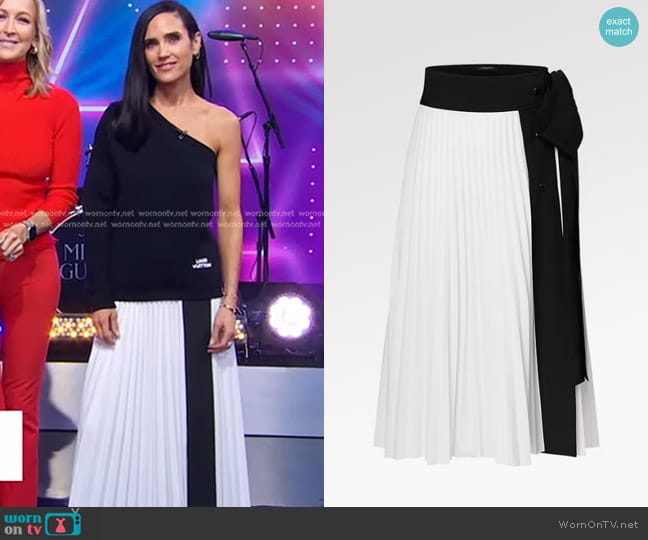 Bow Detail Pleated Wrap Skirt worn by Jennifer Connelly on Good Morning America