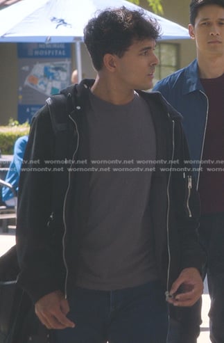 Lucas Adams’s black jacket on Greys Anatomy