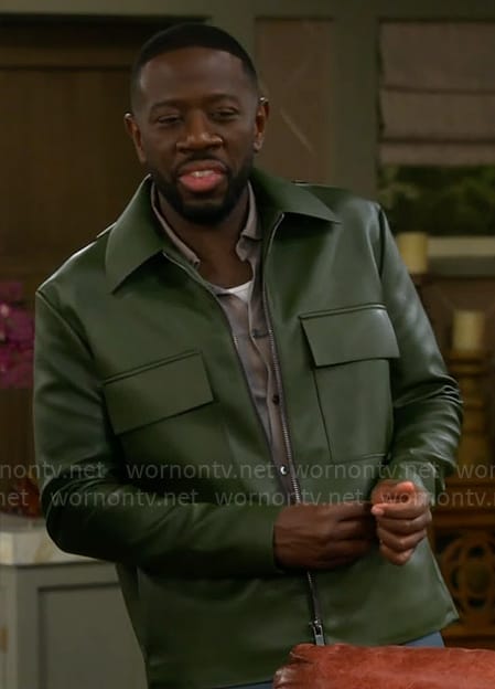 Malcolm’s green leather jacket on The Neighborhood