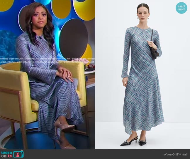 Mango Seam Printed Dress worn by Morgan Norwood on Good Morning America