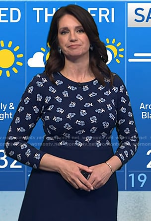Maria’s navy floral long sleeve dress on Today