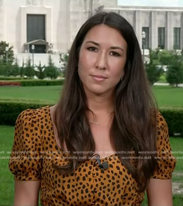 Marissa Parra’s brown animal print dress on NBC News Daily
