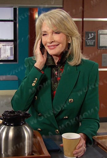 Marlena’s floral shirt and green blazer on Days of our Lives