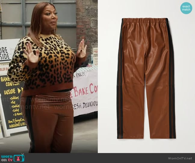 Marni Straight-Leg Striped Nappa Leather Trousers worn by Robyn McCall (Queen Latifah) on The Equalizer