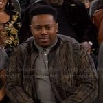 Marty’s brown printed bomber jacket on The Neighborhood