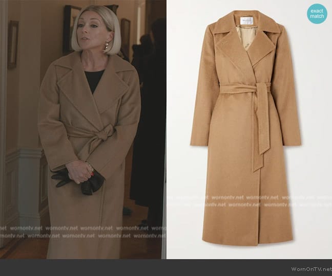 Max Mara Manuela Icon belted camel hair coat worn by (Jane Krakowski) on Elsbeth