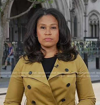 Meagan Fitzgerald’s yellow trench coat on NBC News Daily
