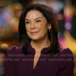 Meg Oliver’s purple puff sleeve dress on CBS Mornings