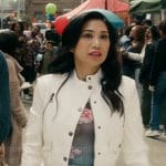 Mel’s white jacket and pink jeans on The Equalizer