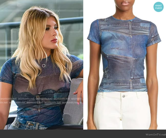 Miaou Trompe l'Oeil Mesh Baby Tee worn by Alexandra Rose (Alexandra Rose) on Selling the OC