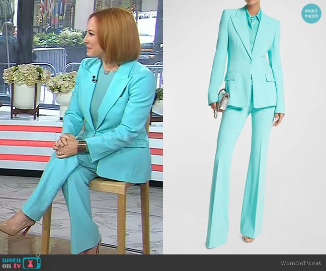 Michael Kors Collection Georgina Pebble Crepe Blazer in Seafoam worn by Jes Psaki on Today