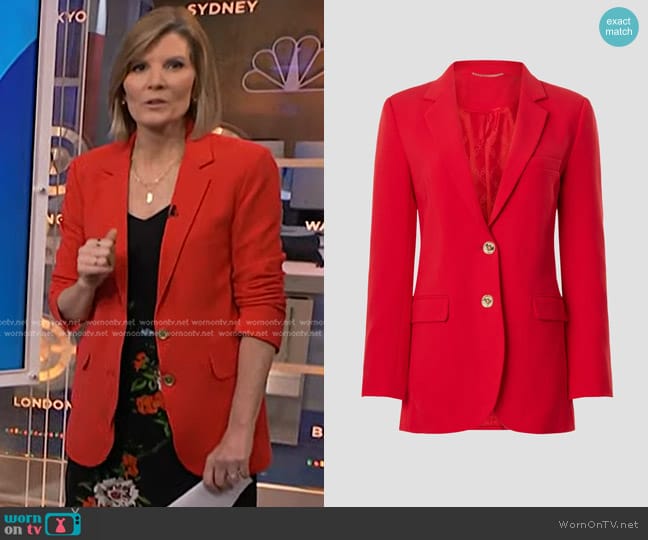 Michael Kors Mensy Blazer in Lacquer Red worn by Kate Snow on NBC News Daily