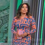 Michelle Miller’s orange and blue printed dress on CBS Mornings