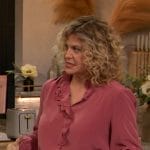 Michelle’s pink scallop trim blouse on The Drew Barrymore Show