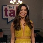 Miranda Cosgrove’s yellow tweed mini dress on The Talk
