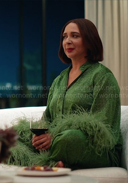 Molly’s green feather trim pajamas on Loot