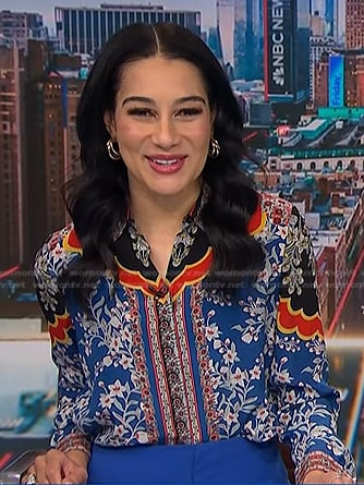 Morgan’s blue floral blouse on NBC News Daily