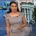 Morgan’s grey peplum dress with pleated shoulders on NBC News Daily