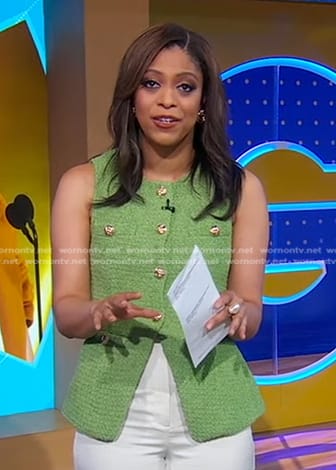 Morgan’s green tweed vest on Good Morning America