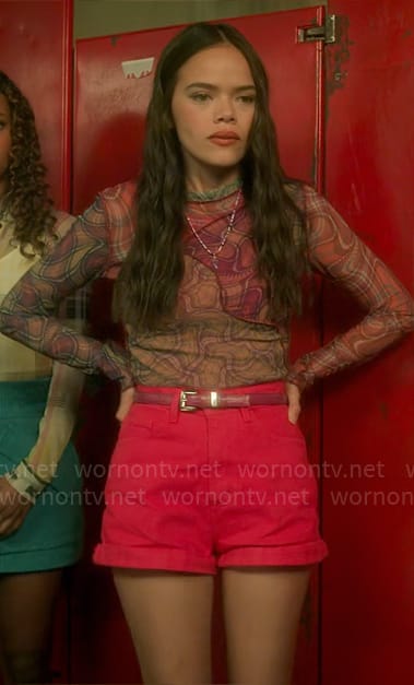 Mouse’s mixed print mesh top on Pretty Little Liars Original Sin