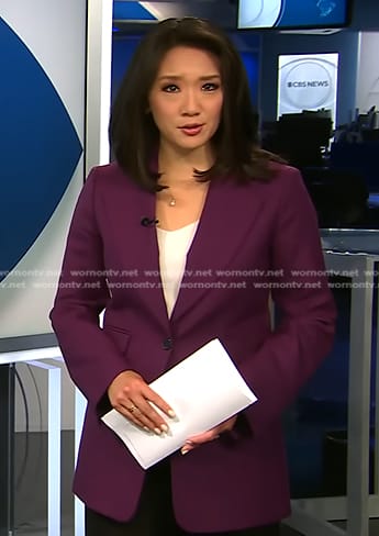 Nancy Chen’s purple blazer on CBS Evening News