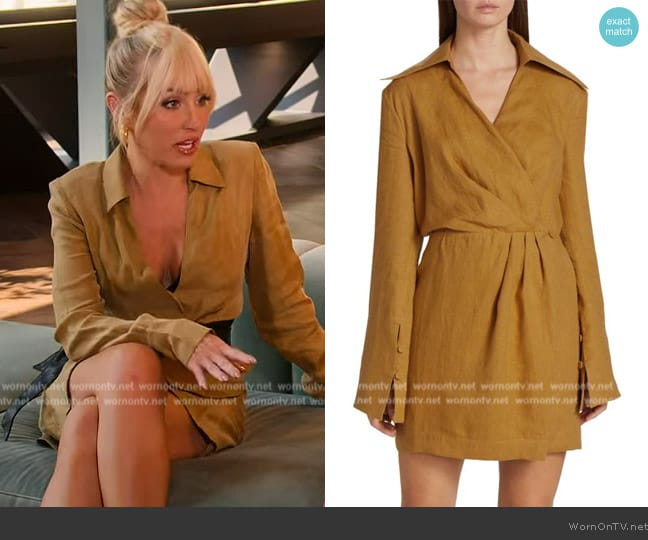 Nanushka Esma Linen Mini Dress worn by (Mary Fitzgerald) on Selling the OC
