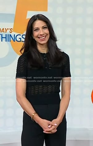 Natalie’s black crochet polo on Today