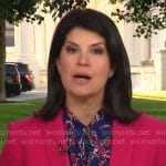 Natalie Brand’s blue and pink floral blouse on CBS Mornings