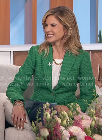 Natalie’s green textured blazer on The Talk