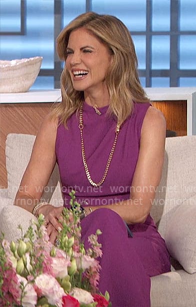 Natalie’s purple sleeveless jumpsuit on The Talk