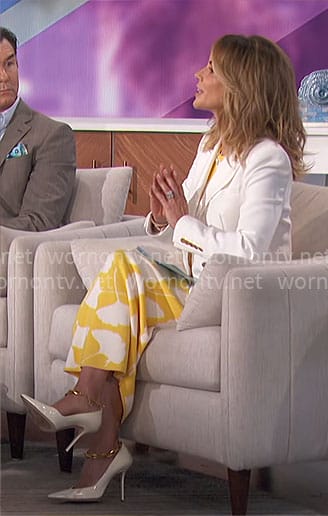 Natalie’s yellow floral midi dress on The Talk