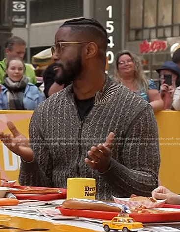 Nate Burleson’s knit zip jacket on The Drew Barrymore Show