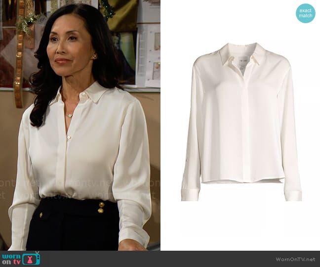 Nic + Zoe Satin Chiffon Button-Front Shirt worn by Li Finnegan (Naomi Matsuda) on The Bold and the Beautiful