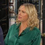 Nicole’s green grommet collar blouse on Days of our Lives