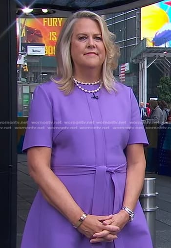 Nina Leigh Krueger’s purple tie waist dress on Good Morning America