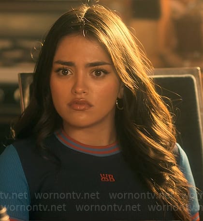 Noa’s blue icon top on Pretty Little Liars Original Sin