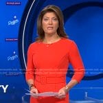 Norah’s red belted dress on CBS Evening News