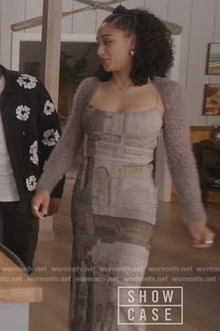 Olivia’s green printed dress on All American