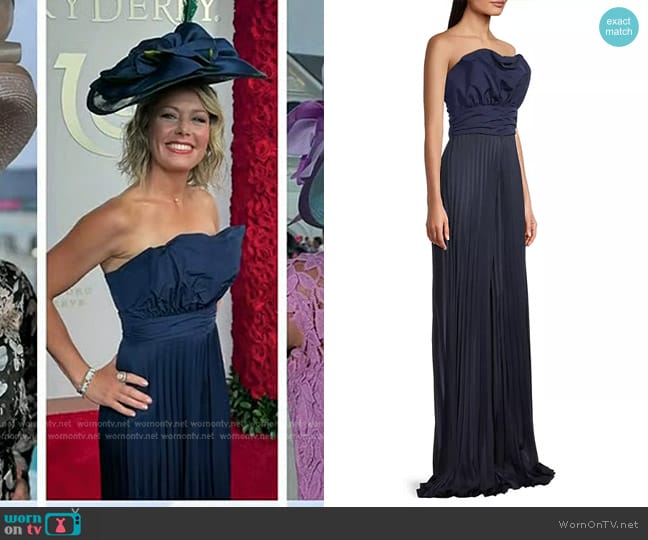 One33 Social Pleated Crepe Jumpsuit in Navy worn by Dylan Dreyer on Today