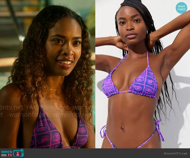 Out From Under Tula Printed Triangle Bikini Top worn by Faran Bryant (Zaria) on Pretty Little Liars Original Sin